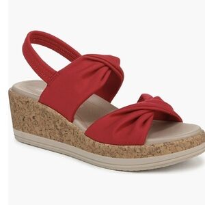 Life Stride Red Knot-Detail Espadrille Wedge Sandals